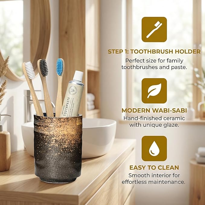 Ceramic Spoon Holder for Coffee Bar, Upright Tea Spoon Holder Cup, Coffee Stirrers Straws Stir Stick Holder, Red Strips - Image 5