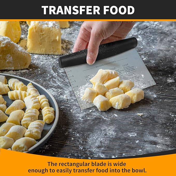 ALLTOP Bench Scraper & Chopper - Baking Essentials,Stainless Steel Blade Knife,Ideal Kitchen Tool for Home Baking and Meal Prep, Bread Making, Pasta,Pastry,Dough and Cake - Set of 2 Pack - Image 4