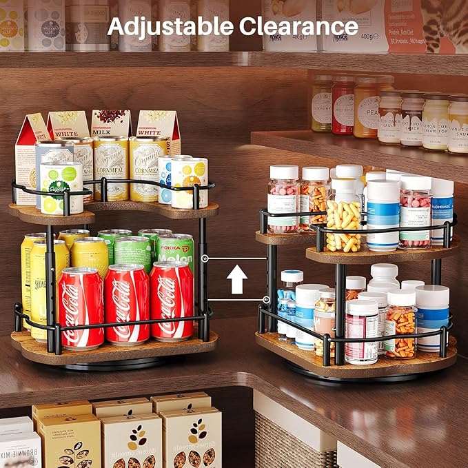Spice Rack Organization for Cabinet - Height Adjustable Rotating Lazy Susan Organizer, Spice Organizer Fits Cabinets Wide＞ 11 inches, Clearance Height ＞10.5 inches - Image 6
