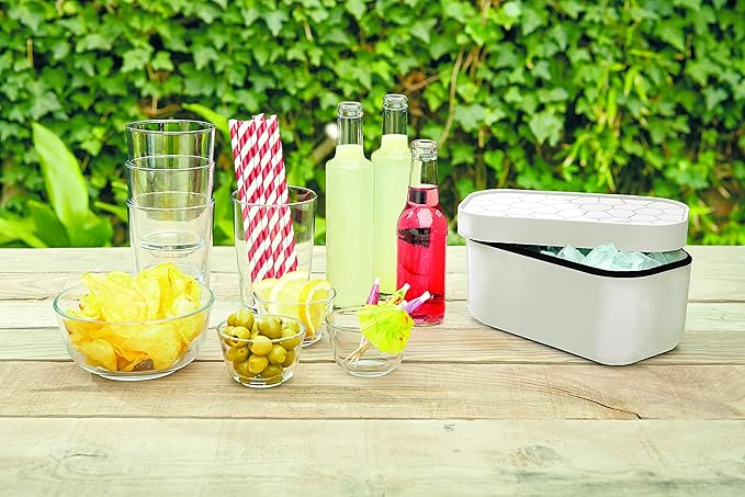 Lékué Ice Box | White | Ice Cube Tray For Freezer With Lid & Bin | Made With 100 Percent Platinum Silicone | Elegant And Retro Style Ice Cubes | For Cocktails, Ice Tea & Coffee And More | - Image 6
