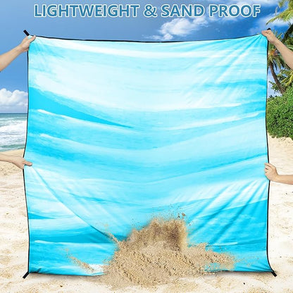 WIWIGO Beach Blanket Waterproof Sandproof Beach Mat 79" X 83"/10'x9'for 2-8 Adults Quick Drying Outdoor Picnic Mat Beach Accessories for Travel, Camping, Hiking - Image 3