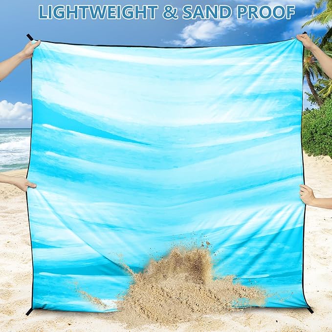 WIWIGO Beach Blanket Waterproof Sandproof Beach Mat 79" X 83"/10'x9'for 2-8 Adults Quick Drying Outdoor Picnic Mat Beach Accessories for Travel, Camping, Hiking - Image 5