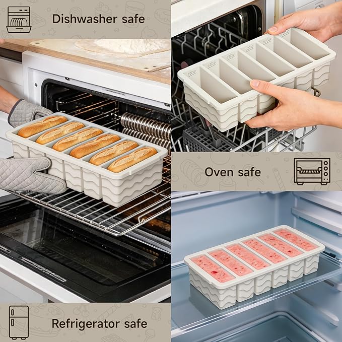 3-Pack Silicone Freezer Trays with Lid, Soup Freezer Container Molds, Silicone Freezer Molds, Ice Cube Tray for freezing Soup Sauce Broth Leftovers, Dishwasher & Oven Safe(1/2-cup,starlight)