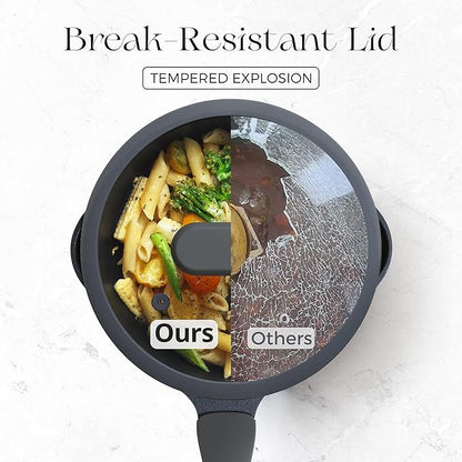 PRICUSIS Nonstick Saucepan with Lid, 2.7 Quart Non Toxic Pot with Pour Spouts, Full Coated, 100% Dishwasher Safe, Induction Compatible & Oven Safe, PFOS & PFOA Free, Black Sesame - Image 6