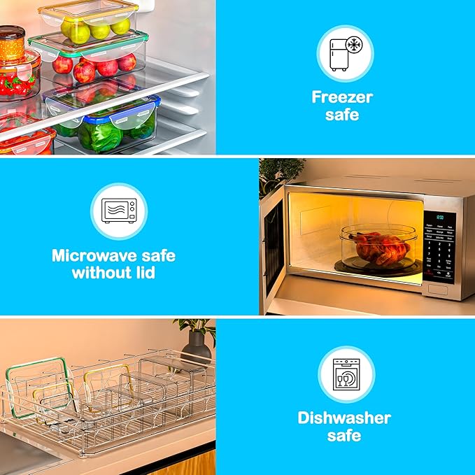 40 Pcs Food Storage Containers with Lids Airtight- Plastic Meal Prep Container for Pantry Kitchen Organization, Microwave, Dishwasher, Freezer Safe -100% Leak Proof (20 Stackable Boxes-20 Lids) - Image 5