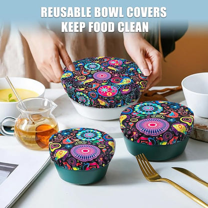 wegreeco Elastic Reusable Bowl Covers for Bread Proofing, Fabric Cloth Sourdough Bowl Covers for Proofing - Set of 3, Bloom