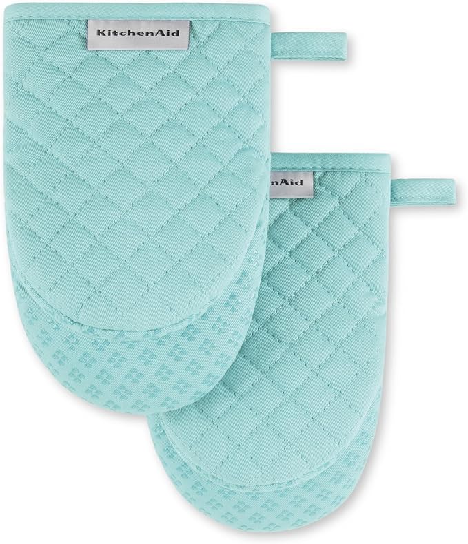 KitchenAid Asteroid Mini Oven Mitt 2-Pack Set, Mineral Water Aqua, 5.5"x8" by KitchenAid