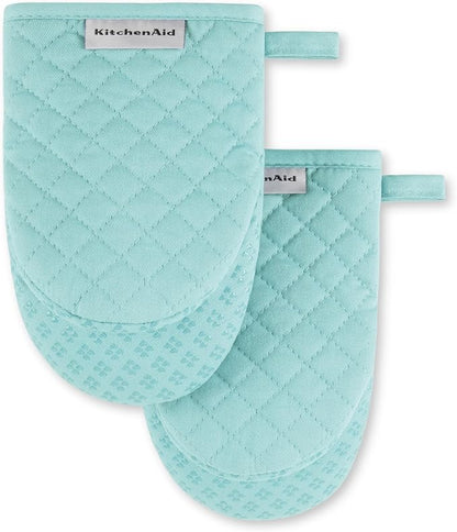 KitchenAid Asteroid Mini Oven Mitt 2-Pack Set, Mineral Water Aqua, 5.5"x8" by KitchenAid