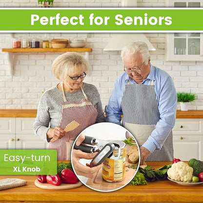Spring Chef Stainless Steel Can Opener - Manual with Soft Grip Handles, Easy Turn, Heavy Duty Hand Can Openers for Seniors with Smooth Edge - Magnetic Lid Remover - Gray - Image 6