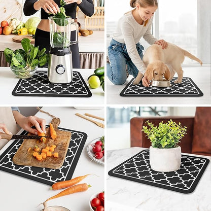WISELIFE Dish Drying Mat Super Absorbent Drying Mat Large Dish Drying Mats for Kitchen Counter Easy Clean Dish Mat Kitchen Drying Mat15"x 18" Stylish Black - Image 6