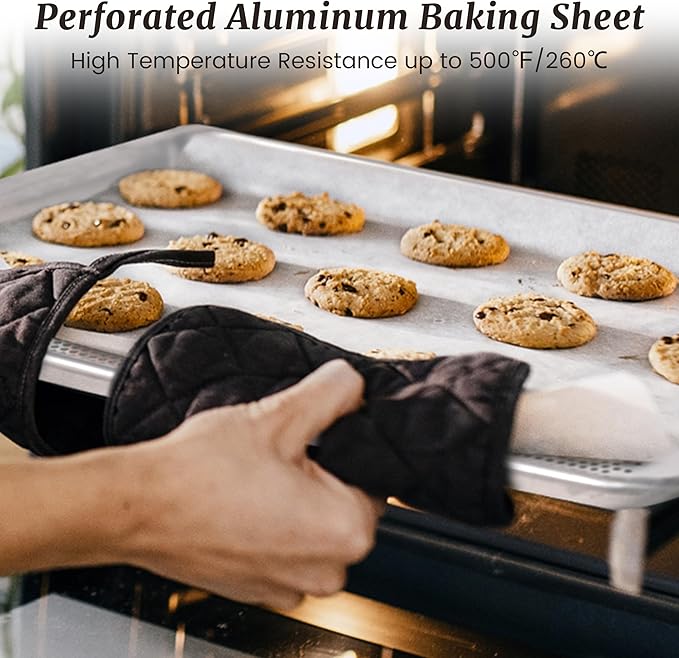 12 Pack Half Size Aluminum Perforated Baking Sheet Pan, 13"×18" Cookie Sheets For Oven in Bakery, Restaurant & Kitchen - Image 7