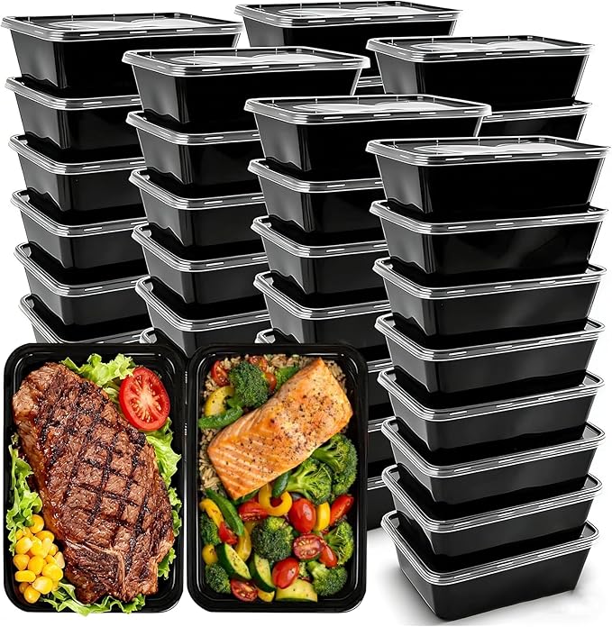 50-Pack Meal Prep Containers, 26 OZ Microwavable Reusable Food Containers with Lids for Food Prepping, Disposable Lunch Boxes, Plastic Food Boxes- Stackable, Freezer Dishwasher Healthy by IUM%C3%89