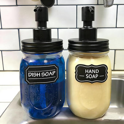 Amolliar Mason Jar Liquid Soap Dispenser Lid, Rust Proof Stainless Steel Replacement, Farmhouse Decor for Kitchen, Bathroom, Bath, Liquid Soap Pump for Hand Soap, Dish Soap, Lotion Soap, Black 2 Pack