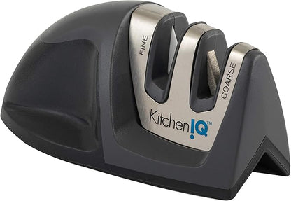 KitchenIQ 51423 | Deluxe Diamond Edge Grip 2-Stage Knife Sharpener | 3 Pack | Black | Coarse & Fine Sharpeners | Compact | Non-Slip Base | Soft Grip Rubber Handle | Straight & Serrated Knives - Image 2