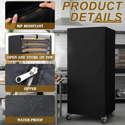 Riakrum 1 Pc Bun Pan Rack Cover Bakers Rack Cover 20 Tier Sheet for Home Kitchen Restaurant Dining Bakery 28" L x 23" W x 61" H(Black,Oxford Cloth) - Image 3