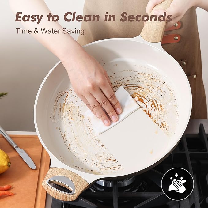 SENSARTE Ceramic Nonstick Frying Pan Skillet with Hot-resistant Handle 12.5Inch Large Non-toxic Healthy Kitchen Cooking Chef's Pan, Free of Intentionally Added PFOA/PFAS/PTFE, Induction Compatible - Image 6