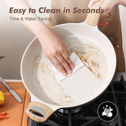SENSARTE Ceramic Nonstick Frying Pan Skillet with Hot-resistant Handle 12.5Inch Large Non-toxic Healthy Kitchen Cooking Chef's Pan, Free of Intentionally Added PFOA/PFAS/PTFE, Induction Compatible - Image 6