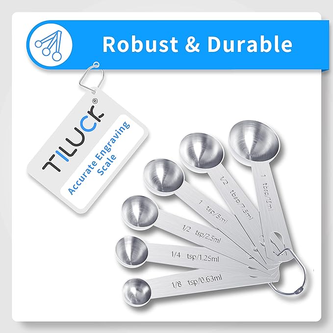 TILUCK Stainless Steel Measuring Cups & Spoons Set,Coffee Scoop Spoon,Kitchen Gadgets for Cooking & Baking,Set of - Image 3