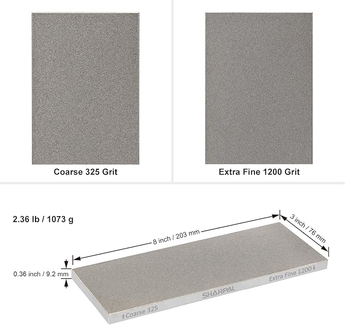SHARPAL 162N Double-sided Diamond Sharpening Stone Whetstone Knife Sharpener |Coarse 325 / Extra Fine 1200 Grit | Storage Case with NonSlip Base & Angle Guide (8 in. x 3 in.) Mothers Day Gifts - Image 4