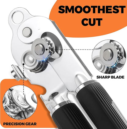 Can Opener Manual with Magnet,Soft Grip Rubber Handle Sharp Blade Smooth Edge,Effortless knob,Heavy Duty Can Opener with Multifunctional Bottle Opener - Image 3