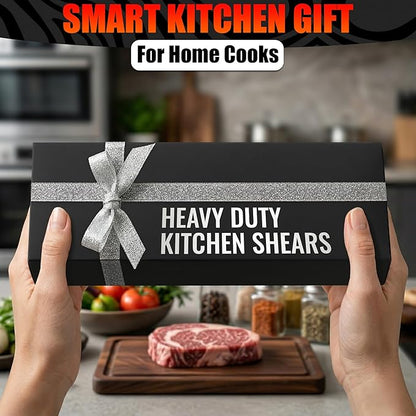 4-in-1 Kitchen Shears Heavy Duty - Detachable Poultry Shears with Micro-Serrated Blades, Spring-Loaded Action & Non-Slip Metal Handle, Dishwasher Safe - Bone Cutting Scissors for Chicken & Meat Prep