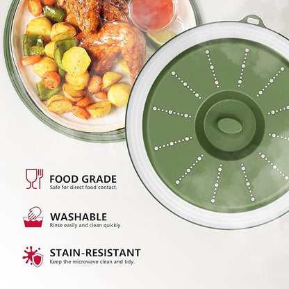 WVM Microwave Splatter Cover & Mat, Vented Collapsible Splatter Guard dish Plate lid & Silicone Round Kitchen Mat for Food, Meal Prep - Image 3
