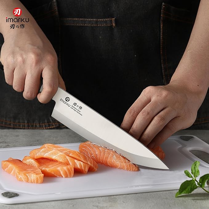 imarku Chef Knife 8-Inch Pro Japanese Kitchen Knife High-Carbon Stainless Steel Paring Knife Ergonomic Handle Rasor Sharp Single-Bevel Edge Birthday Gift for Men - Image 7