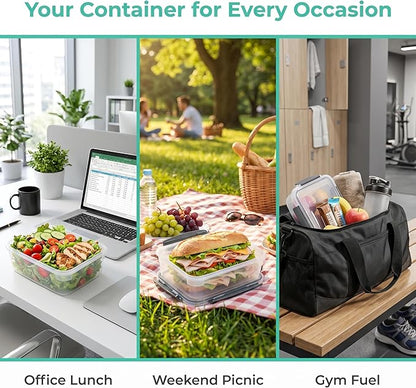 YORY 3 cup Plastic Food Storage Containers with Lids Nestable Freezer Dishwasher Safe Rectangle Container Set,5-Pack - Image 7