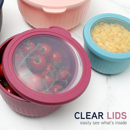 COOK WITH COLOR Prep Bowls with Lids- Wide and Deep Nesting Plastic Small Mixing Bowl Set with Lids, 8 Piece Set - Deep Bowls, Navy - Image 2