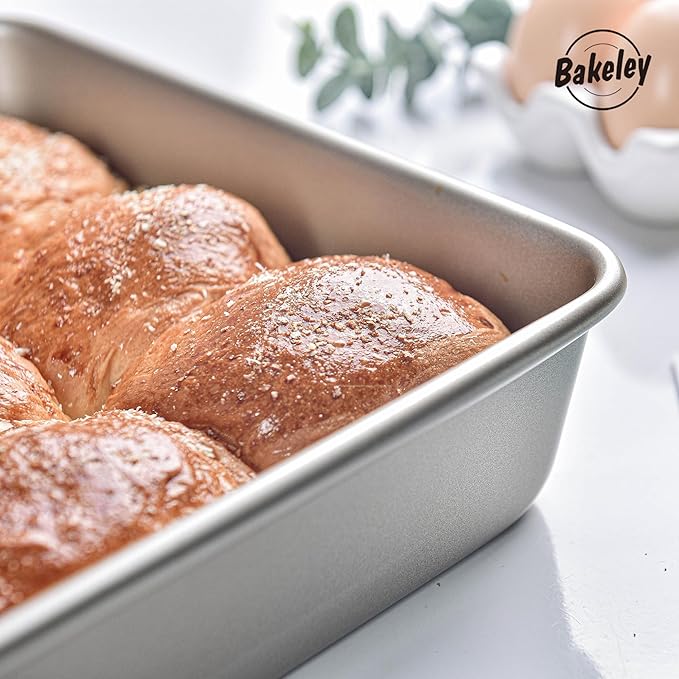 9 x 13 Inch Nonstick Rectangle Cake Pan, Deep Dish Loaf Pan for Baking, Roasting, Bread, Jelly Roll, Pizzas, Pastries 13.7" x 9.76" X 2.36"(Champagne Gold)