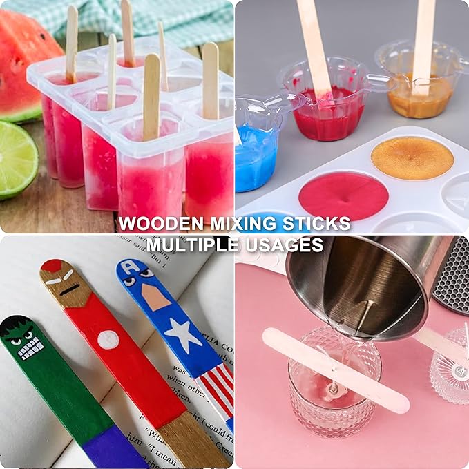 LET'S RESIN Epoxy Mixing Cups Kit,200Pcs, Plastic, 30ml Disposable Measuring Cups,50 Wooden Stirring Sticks for Paint Mixing, Jewelry Making - Image 5