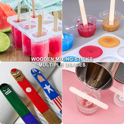 LET'S RESIN Epoxy Mixing Cups Kit,200Pcs, Plastic, 30ml Disposable Measuring Cups,50 Wooden Stirring Sticks for Paint Mixing, Jewelry Making - Image 5