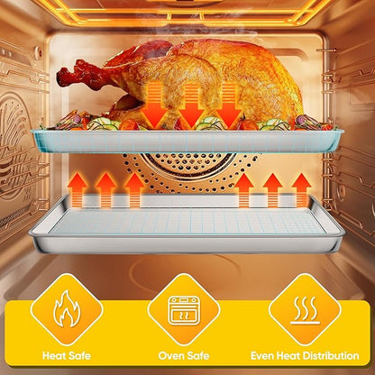 Homikit 2 Pack Baking Sheet, 16x12 Inches Stainless Steel Cookie Sheets for Baking, Large Toaster Oven Tray for Roasting Cooking, Metal Jelly Roll Pan Non Stick &Rustproof, Dishwasher Safe - Image 6