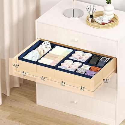 DIMJ Drawer Organizer Clothes Storage - 18 Pack Baby Dresser Organizer for Nursery, Foldable Drawer Dividers for Bedroom Closet Organization, Fabric Storage Bins for Socks, Underwears, Bras - Image 2
