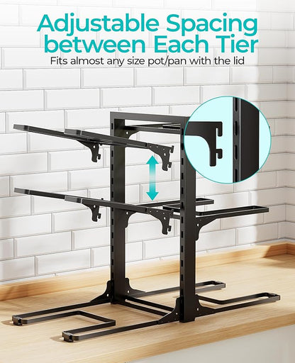 ORDORA 6-Tier Pots and Pans Organizer under Cabinet, Kitchen Cabinet Organizers and Storage, Heavy Duty Pots and Pan Storage Rack Organizer inside Cabinet, Adjustable Pot Rack - Image 6
