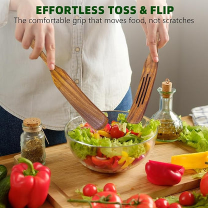 5 PCS Wooden Spatula for Cooking, Natural Teak Wooden Utensil Set, Non-Toxic Wood Cooking Utensil, Handmade Comfort Grip Wood Spoons for Nonstick Cookware - Image 5