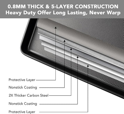 Tiawudi Baking Sheet Pan Set, 0.8mm Thick Heavy Duty Cookie Sheet with Diamond Texture Pattern, Nonstick Baking Tray for Oven, Carbon Steel Half, Jerry Roll Pan, Set of 3 - Image 5