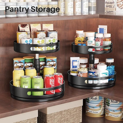 Lazy Susan Organizer Spice Rack - 2 Tier Height Adjustable Spice Organization for Cabinet, Metal Seasoning Organizer Lazy Turntable Spice Organizer for Table Top Pantry Kitchen Storage (10 inch) - Image 7