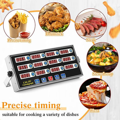 Relaxweex 1 Pack Commercial 12 Channel Digital Kitchen Timer, Multi-Countdown Timer with Loud Alarm & Large LCD Display, Wall Mount or Countertop for Restaurant, Fry Station, Baking & Lab Use - Image 7