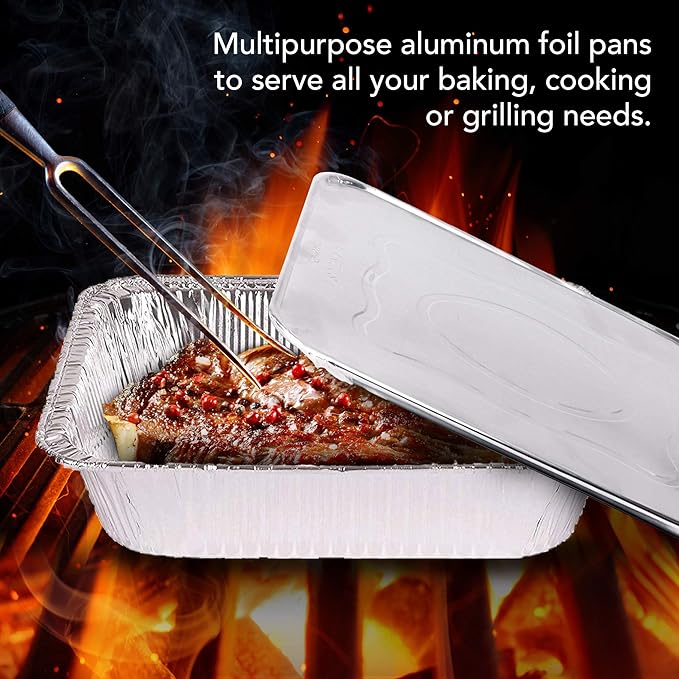 Stock Your Home Foil Pans with Lids - 9x13 Aluminum Pans with Covers - 20 Foil Pans and 20 Foil Lids - Disposable Food Containers Great for Baking, Cooking, Heating, Storing, Prepping Food Silver - Image 4