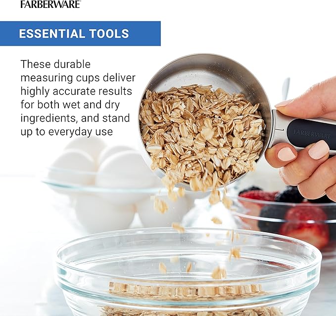 Farberware Professional Set of 5 Stainless Steel Measuring Cups, Precision and Ease in Every Scoop, Features Magnetic Handles for Easy Storage, Dishwasher Safe - Image 5