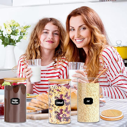 BGraceyy Glass Storage Jars 45 oz 4 Pcs Clear Glass Food Storage Containers with Airtight Bamboo Lid Stackable Kitchen Canisters for Candy, Cookie, Rice, Sugar, Flour, Pasta, Nuts - Image 6