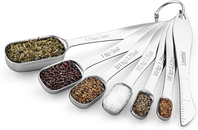Spring Chef Stainless Steel Measuring Spoons Set of 7 with Leveler, Rectangular Metal Teaspoon & Tablespoon Measuring Spoons for Dry & Liquid Ingredients - Nesting Kitchen Gadgets For Baking & Cooking - Image 9