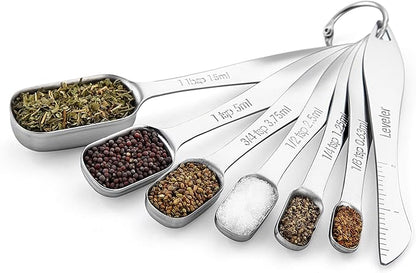 Spring Chef Stainless Steel Measuring Spoons Set of 7 with Leveler, Rectangular Metal Teaspoon & Tablespoon Measuring Spoons for Dry & Liquid Ingredients - Nesting Kitchen Gadgets For Baking & Cooking - Image 9