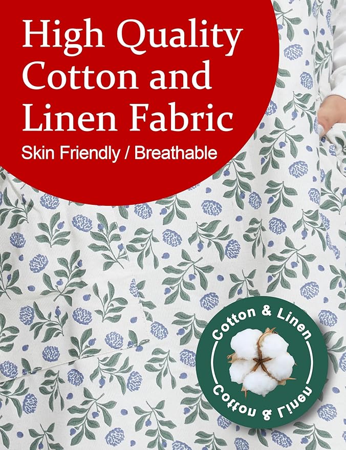 Cozy Adjustable Cross Back Aprons for Women with Pockets Cotton Linen Cooking Kitchen Baking
