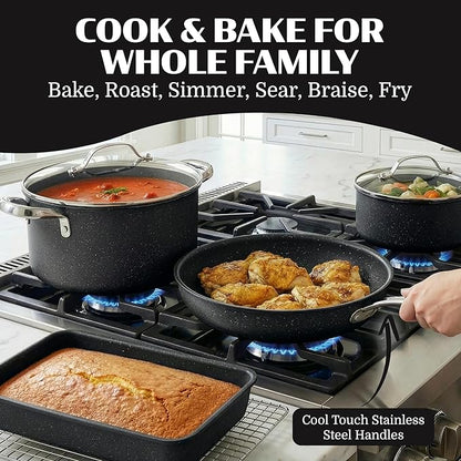 Granitestone Ceraluxe 20 Pc Ceramic Cookware Set Nonstick, Complete Pots and Pans Set Non Stick with 5 Pc Bakeware Set, Deep Frying Pan Set, & Steamer, Non Toxic PFOA Free, Oven & Dishwasher Safe - Image 7