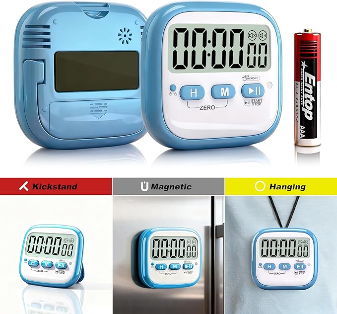 Antonki 2 Pack Classroom Timers for Kids Teachers, Magnetic Countdown Digital Kitchen Timer for Cooking, Study, Exercise, Games, Time Mangement - Loud/Silent Mode - Battery Included - Image 3