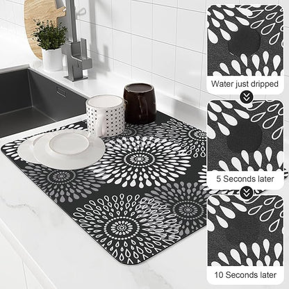 LuxStep Dish Drying Mat Super Absorbent Kitchen Counter Mat Rubber Backing Draining Mat Easy to Clean Kitchen Accessories Dish Rack Pad for Dishes, Utensils, Countertops, Sinks 15" x 18" Black - Image 4