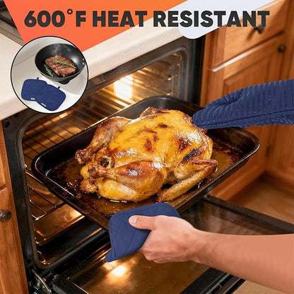 Oven Mitts Kitchen Towels and Dishcloths with Pot Holders Sets, Oven Gloves Hot Pads 500°F Heat Resistant with Silicone Grip, Include 2 Cooking Gloves/2 Potholders/4 Kitchen Towels/4 Dish Towels - Image 8