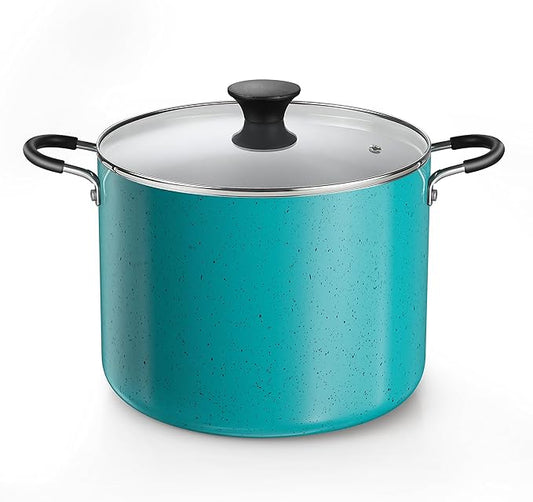 Cook N Home Nonstick Stockpot with Lid 10.5-Qt, Professional Deep Cooking Pot Cookware Canning Stock Pot with Glass Lid, Turquoise by CookNHome
